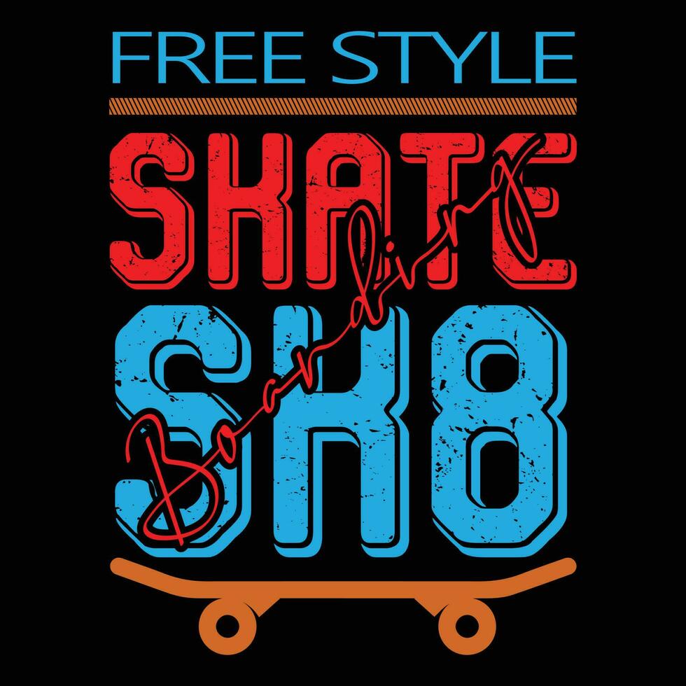 freestyle skridsko ombordstigning sk8 t-shirt design vektor