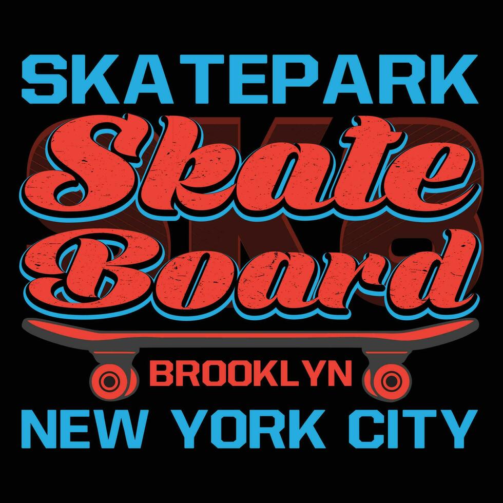 skatepark skridsko styrelse brooklyn ny york stad t-shirt design vektor