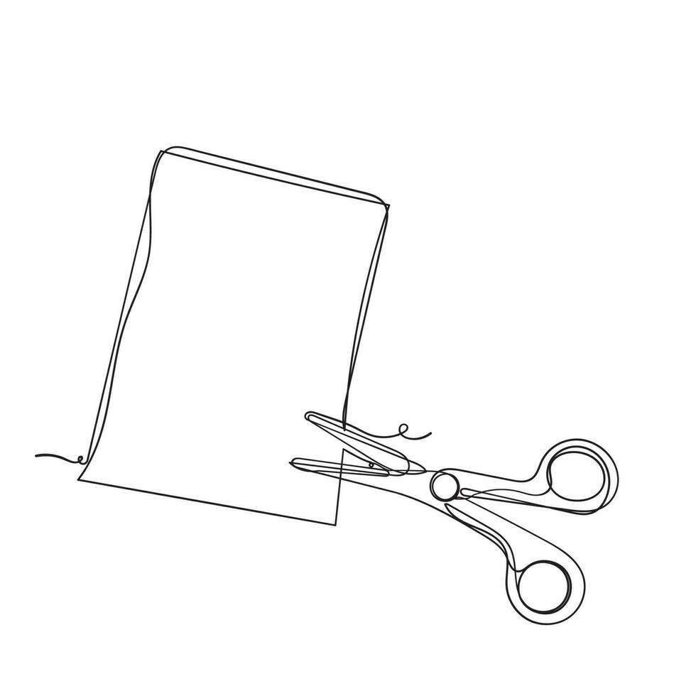 kontinuerlig linje teckning hand innehav scissor illustration vektor