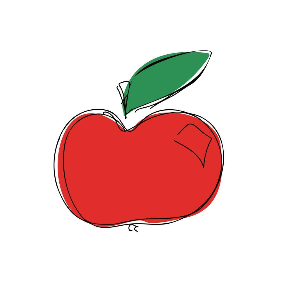 Vektor Illustration von Apfel Obst auf ein Weiß Hintergrund. abstrakt Gekritzel Zeichnung. Symbol