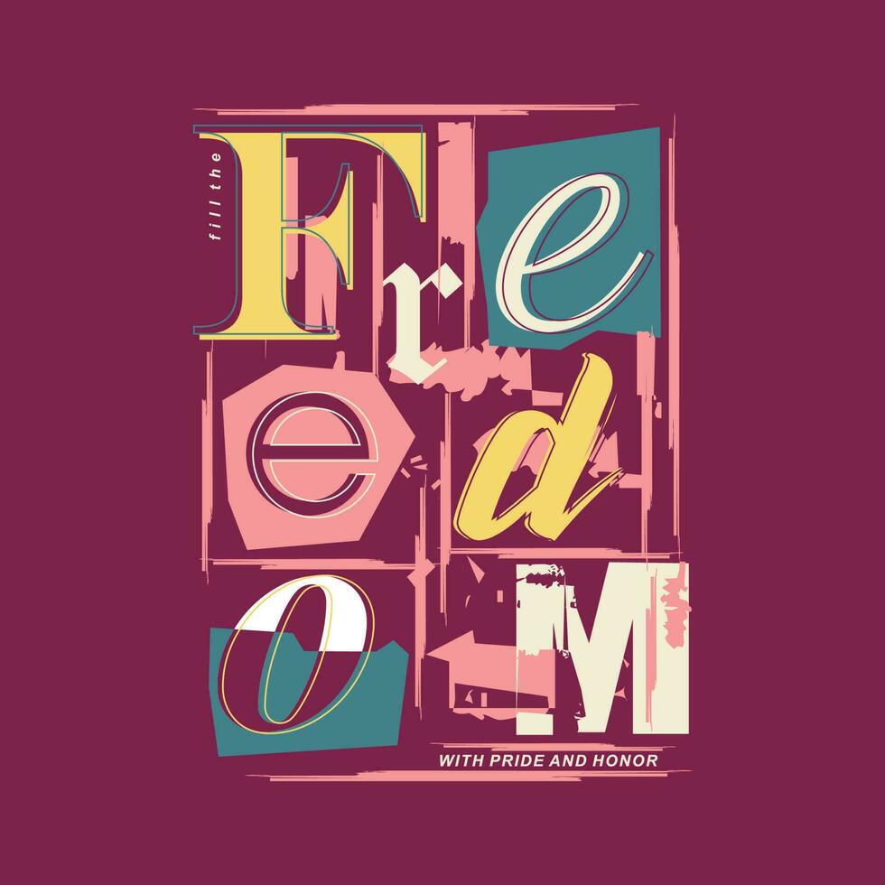 Freiheit Beschriftung abstrakt Grafik, Typografie t Shirt, Vektor Design Illustration, gut zum beiläufig Stil