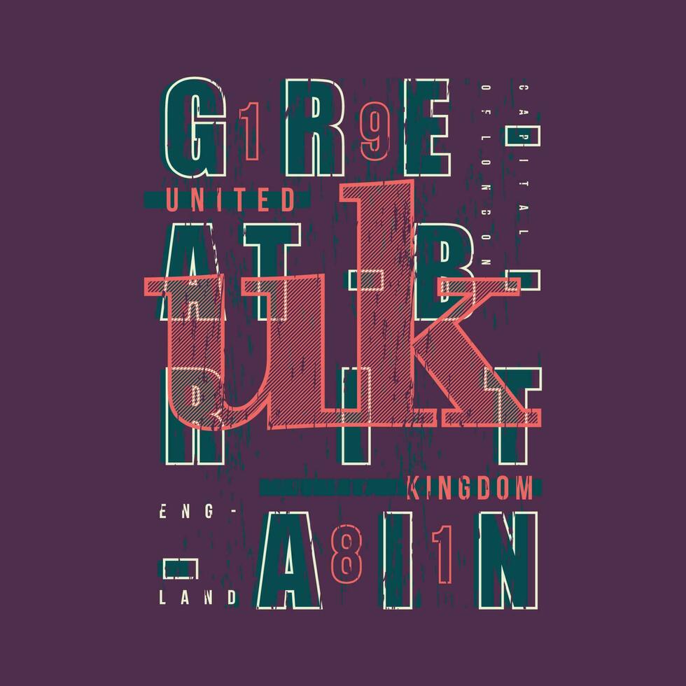 großartig Großbritannien Beschriftung Grafik t Hemd Design, Typografie Vektor, Illustration, beiläufig Stil vektor