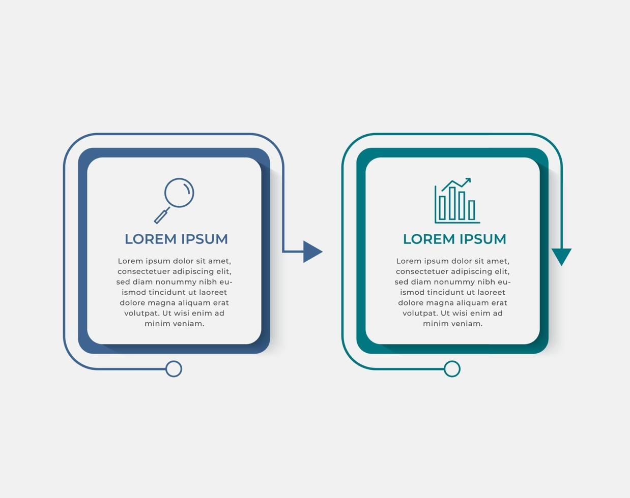 Vektor-Infografiken mit 2 Optionen oder Schritten Business-Vorlage vektor