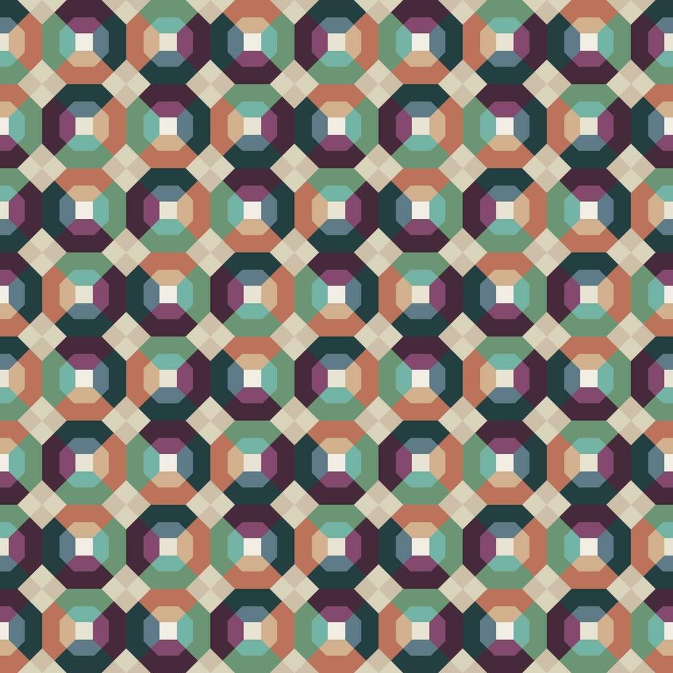 nahtlos abstrakt Hintergrund Muster. bunt Achteck und Platz geometrisch Formen. Textur Design zum Veröffentlichung, Textil, Fliese, Abdeckung, Poster, Hintergrund, Banner, Mauer. Vektor Illustration.