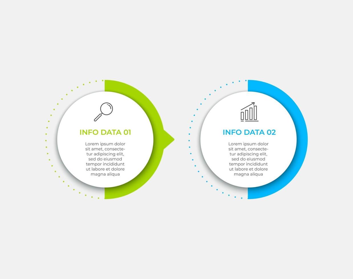 Minimale Zeitleiste für Business-Infografiken mit 2 Schritten, Optionen und Marketing-Symbolen vektor