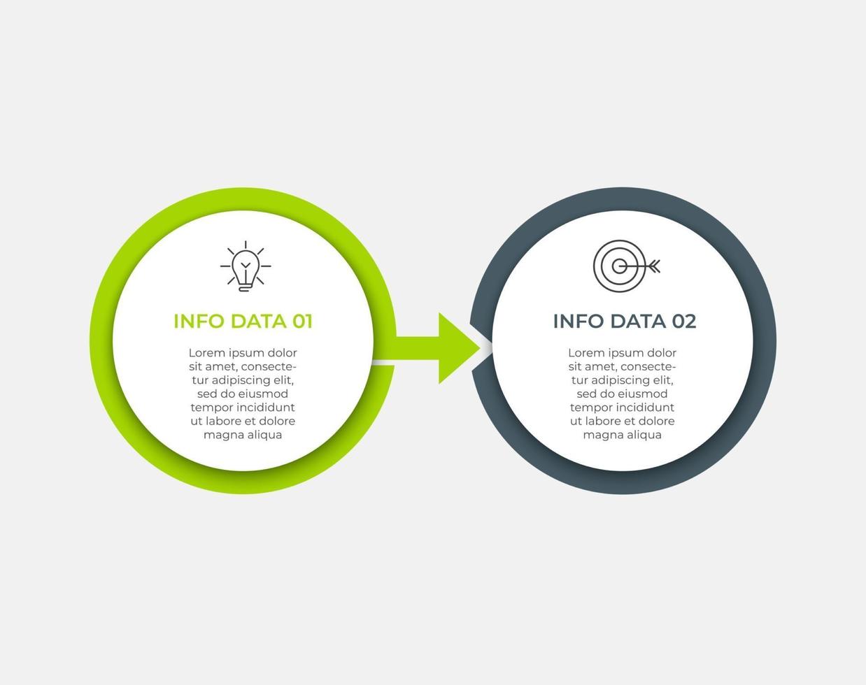 Minimale Zeitleiste für Business-Infografiken mit 2 Schritten, Optionen und Marketing-Symbolen vektor