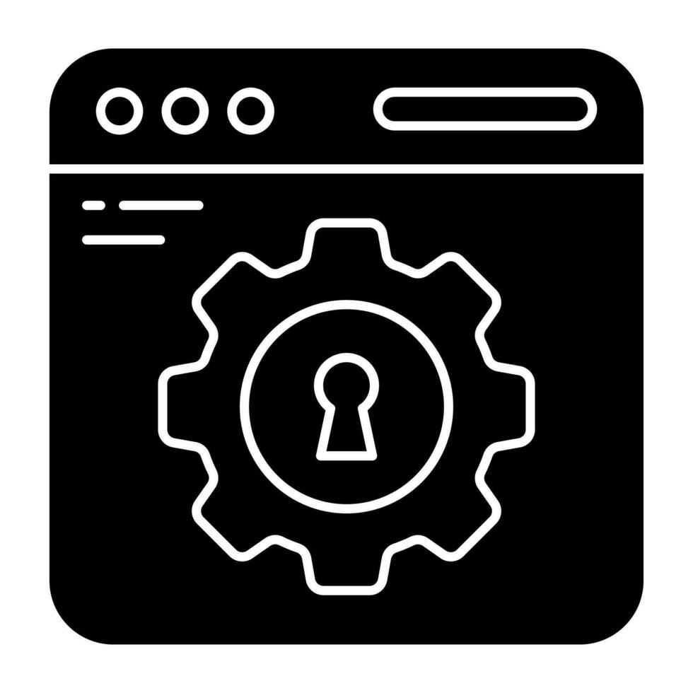 Schlüsselloch Innerhalb Ausrüstung auf Website, Symbol von sichern Netz Rahmen vektor