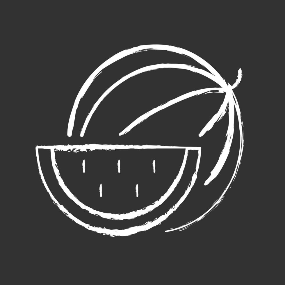 vattenmelon krita vit ikon på svart bakgrund vektor