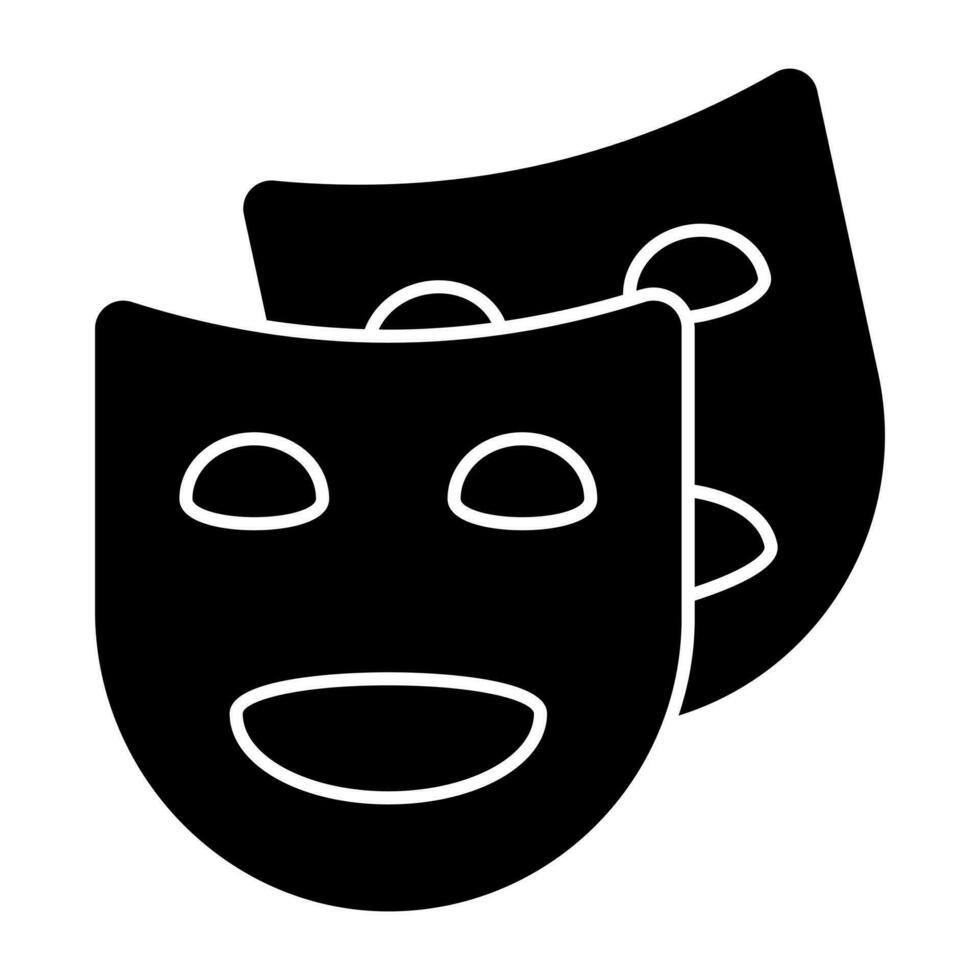 Lycklig ansikten mask, teater masker ikon vektor