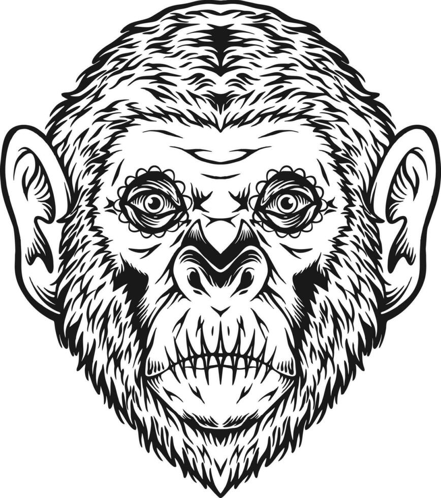 dia de los Muertos Zucker Affe Kopf Logo Abbildungen Silhouette Vektor Abbildungen zum Ihre Arbeit Logo, Fan-Shop T-Shirt, Aufkleber und Etikette Entwürfe, Poster, Gruß Karten Werbung