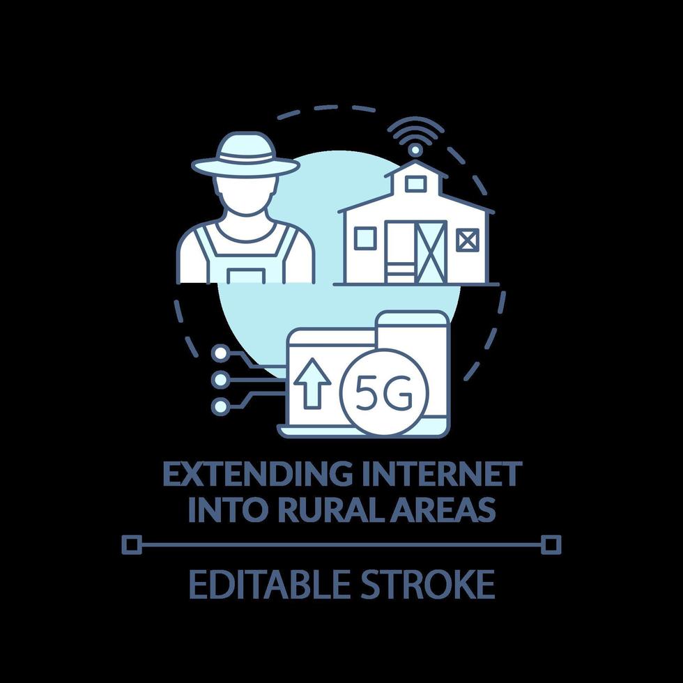 utvidga internet till landsbygdens turkos konceptikon vektor
