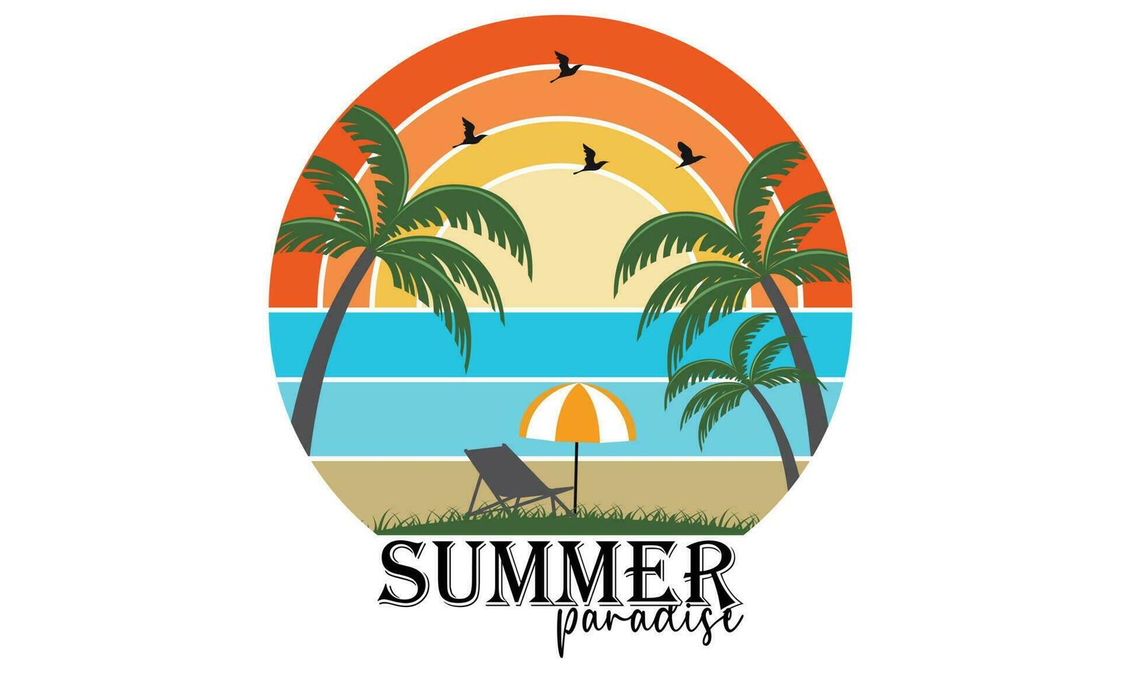 Sommer- Paradies Shirt, Strand Shirt, Sommer- Ferien Tee, Sommer- Tee, See Ferien Shirt, Strand Ferien Tee, Spaß Sommer- T-Shirt, Kalifornien, Tourismus, Insel, reisen, Paradies, Vektor Illustration