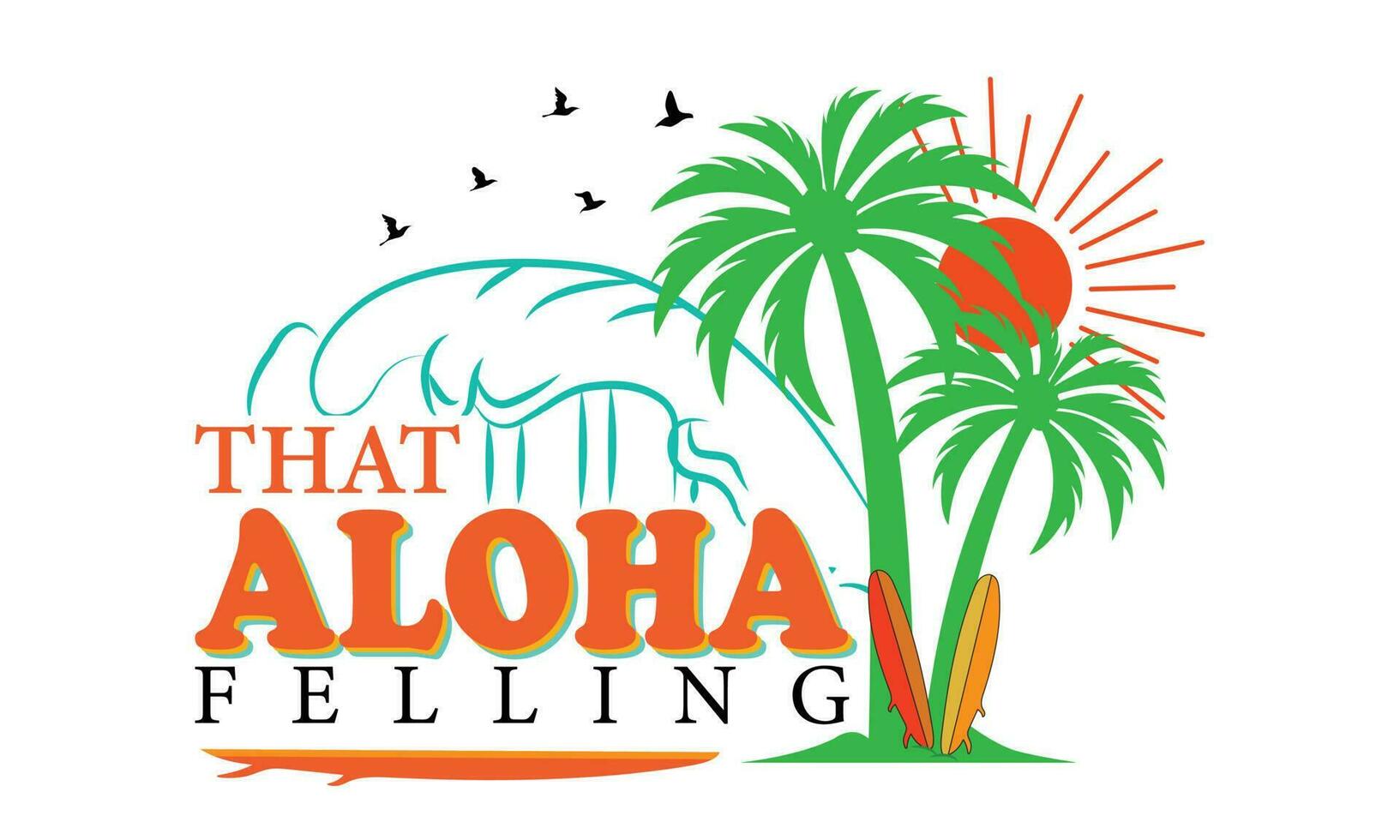 den där aloha fällning t-shirt design vektor illustration, aloha hawaii blommig t-shirt skriva ut. surfa paradis, pacific hav typografi. surfing relaterad kläder design. vektor årgång illustration.