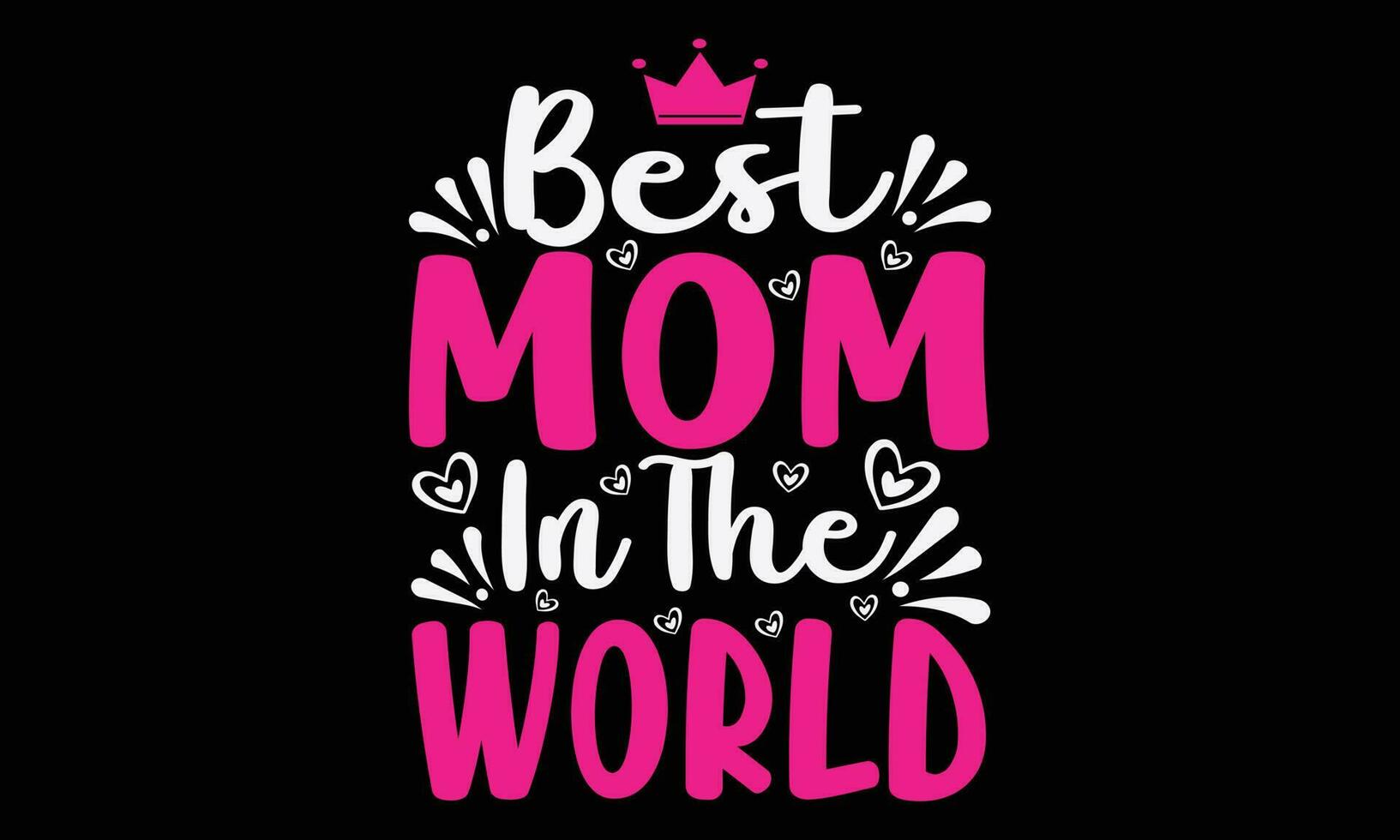 Beste Mama im das Welt T-Shirt Design Vektor Illustration- Mutter Tag Gruß Beschriftung mit Krone. gut zum Textil- drucken, Poster, Gruß Karte, und Geschenke Design.