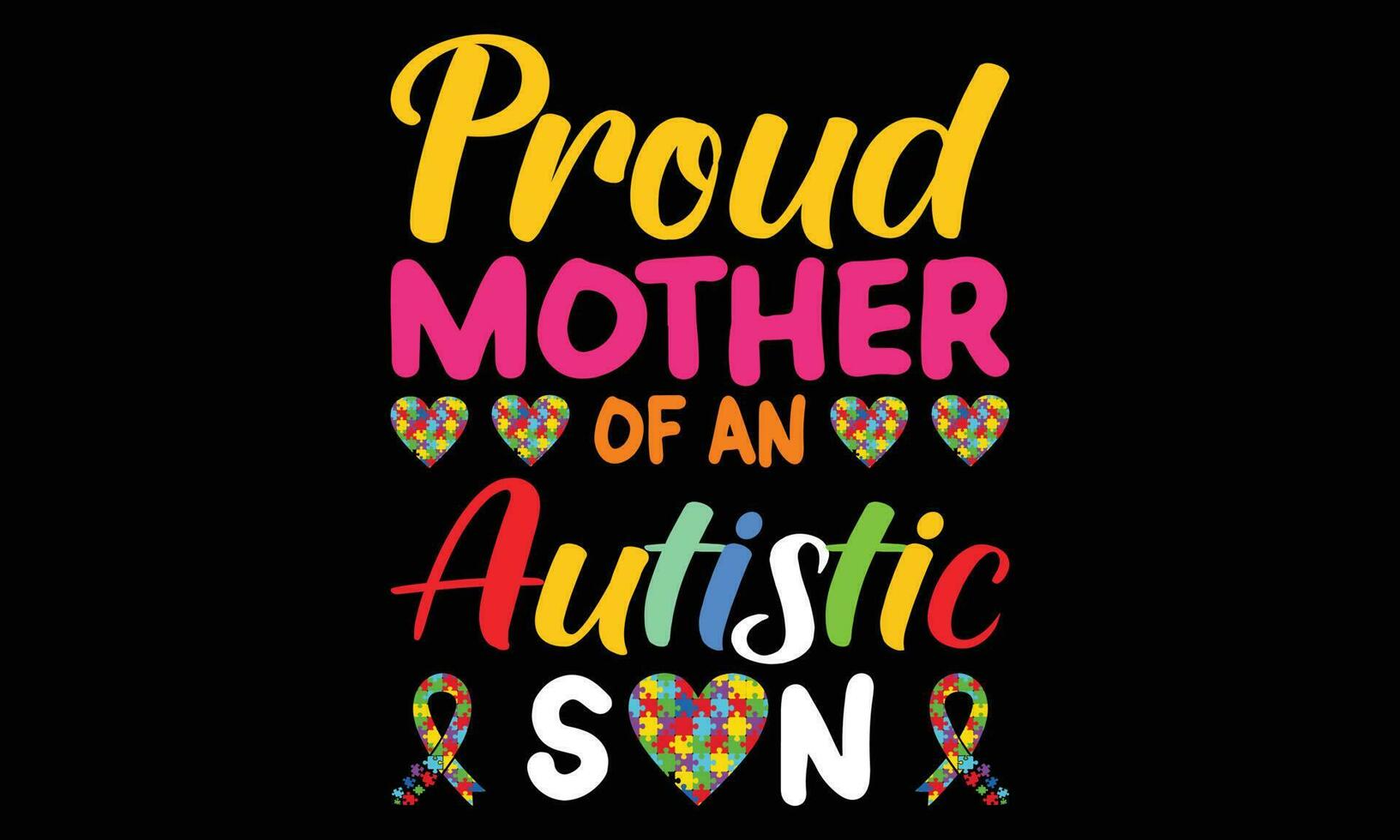 stolt mor av ett autistisk son t-shirt design vektor illustration- autism t-shirt design begrepp. Allt mönster är färgrik och skapas använder sig av band, pussel, kärlek, etc