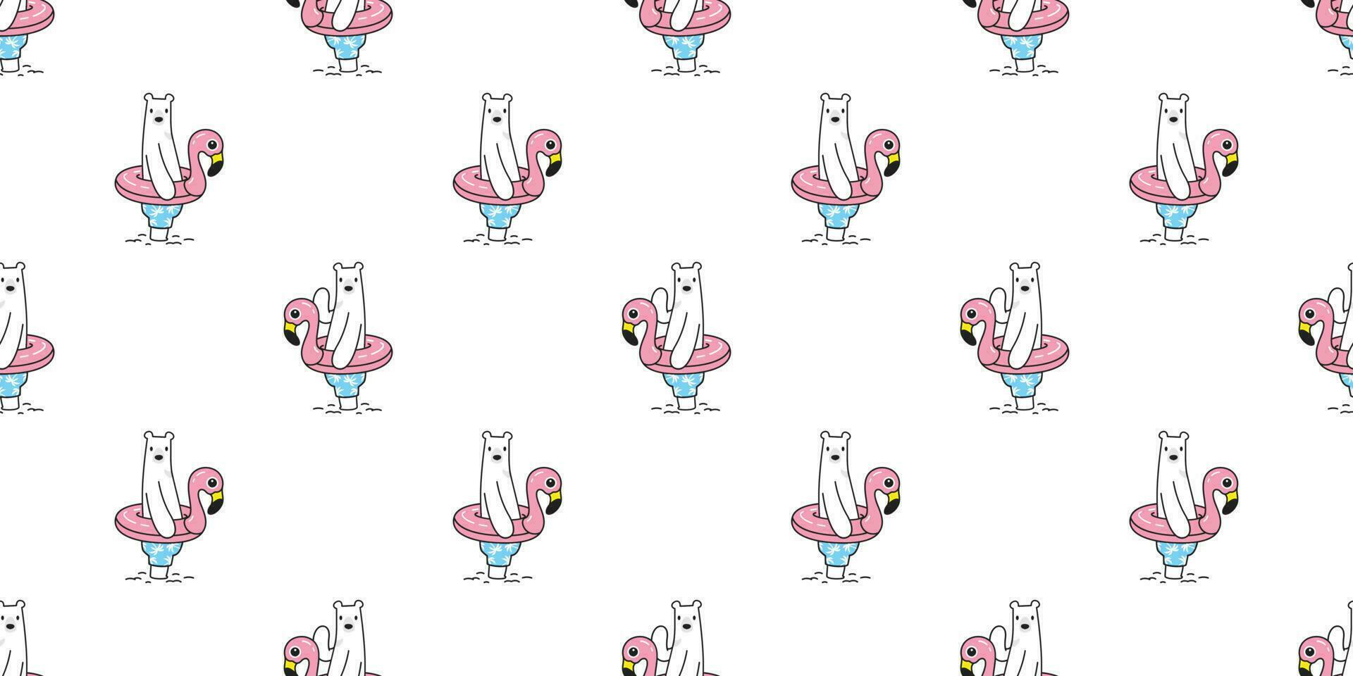 Bär nahtlos Muster Vektor Polar- Bär Flamingo Schwimmen Ring Strand Sommer- Schal isoliert Karikatur Illustration wiederholen Hintergrund Fliese Hintergrund