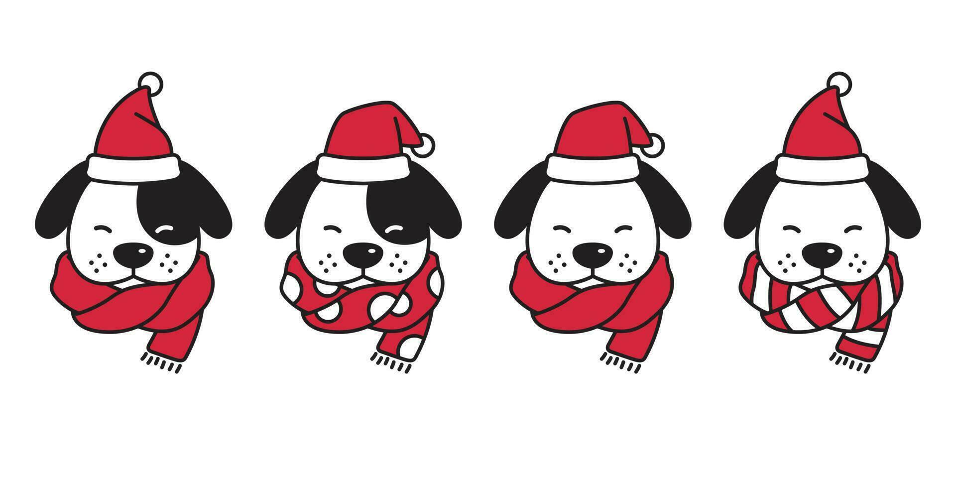 Hund Vektor Weihnachten Französisch Bulldogge Santa claus Hut Weihnachten Polka Punkt Streifen Schal Symbol Hündchen Kopf Karikatur Charakter Logo Illustration