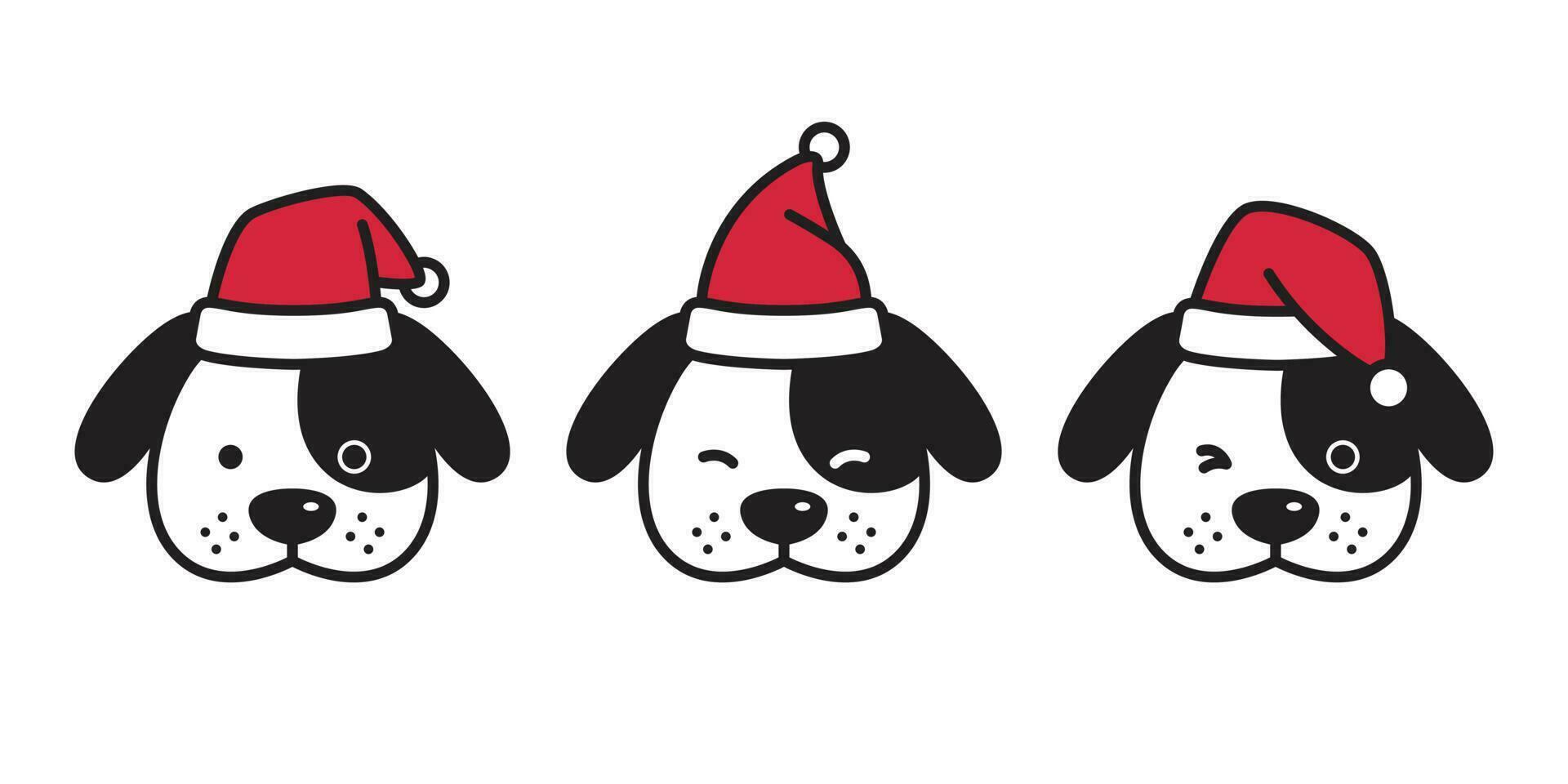 hund vektor jul franska bulldogg santa claus hatt xmas ikon valp huvud tecknad serie karaktär logotyp illustration