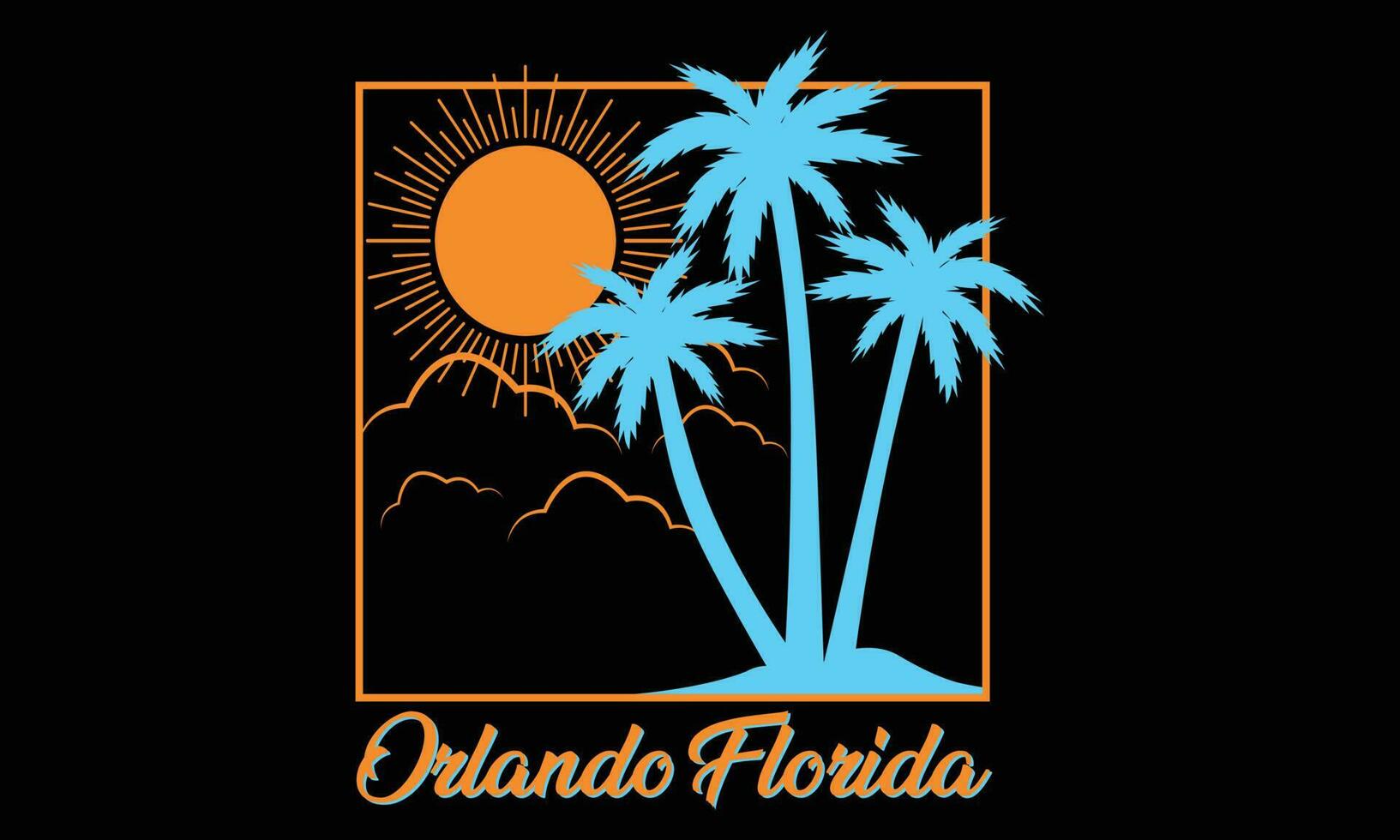 orlando florida, strand paradis skriva ut t-shirt grafik design, typografi slogan på handflatan träd bakgrund för sommar mode vektor
