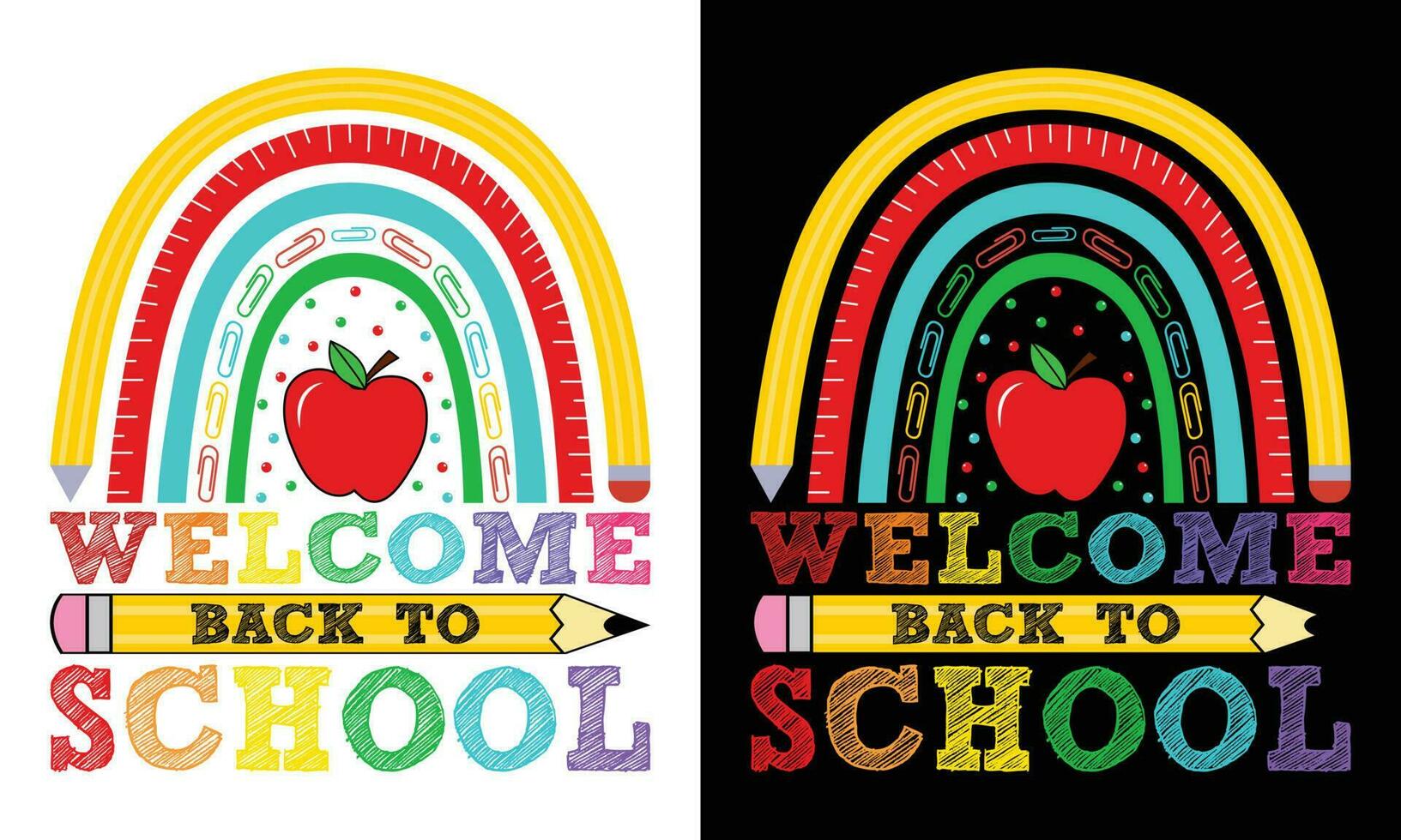 herzlich willkommen zurück zu Schule T-Shirt Design Vektor Illustration - - komisch Slogan und Bleistifte. gut zum t Hemd drucken, Poster, Karte, Etikett, und andere Dekoration zum Kinder