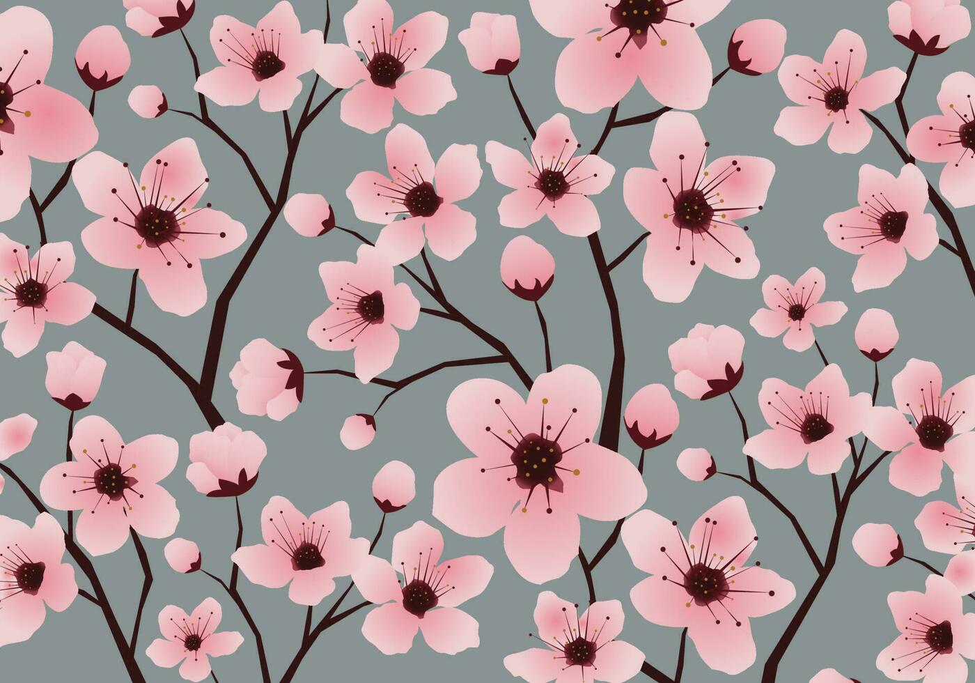 körsbär blomma japansk sakura blomma sömlös mönster vektor