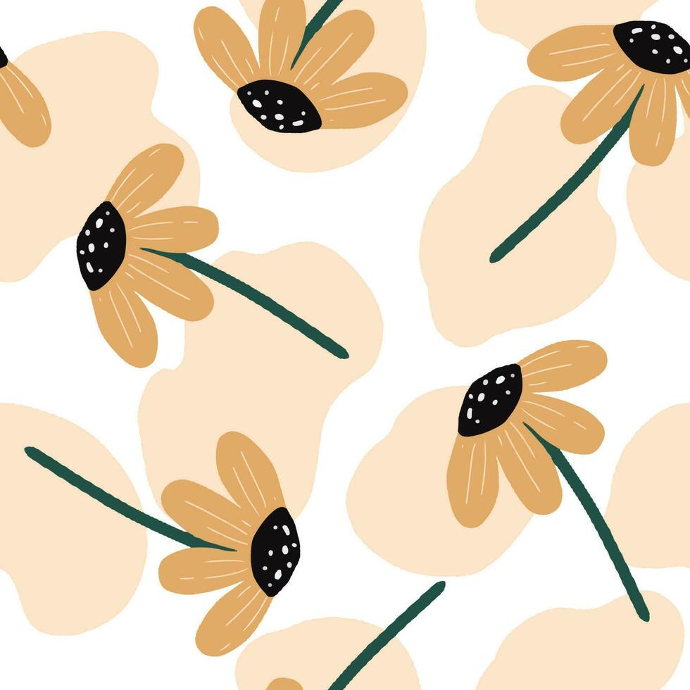 sömlös orange blomma bakgrunder. hand dragen olika former och blomma objekt. kan vara Begagnade för utskrift behov och Övrig digital behov. samtida modern trendig vektor illustrationer.