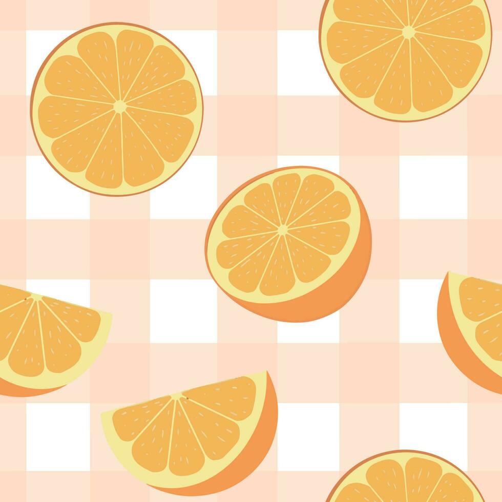 Orange nahtlos Muster. cool abstrakt und Obst Design Konzept. zum Mode Stoffe, Kinder Kleidung, Zuhause Dekor, Quilten, T-Shirts, Karten und Vorlagen, Sammelalbum und andere Digital Bedürfnisse vektor