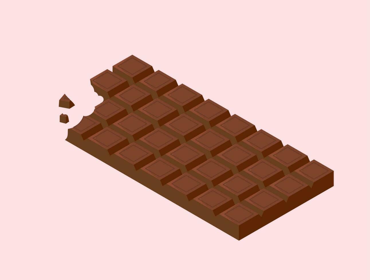 choklad barer isometrisk vektor illustration. choklad. bitar, spån, kakao frukt. mörk, mjölk och rosa jordgubb choklad för hjärtans dag och vit dag. ingrediens för ljuv efterrätt