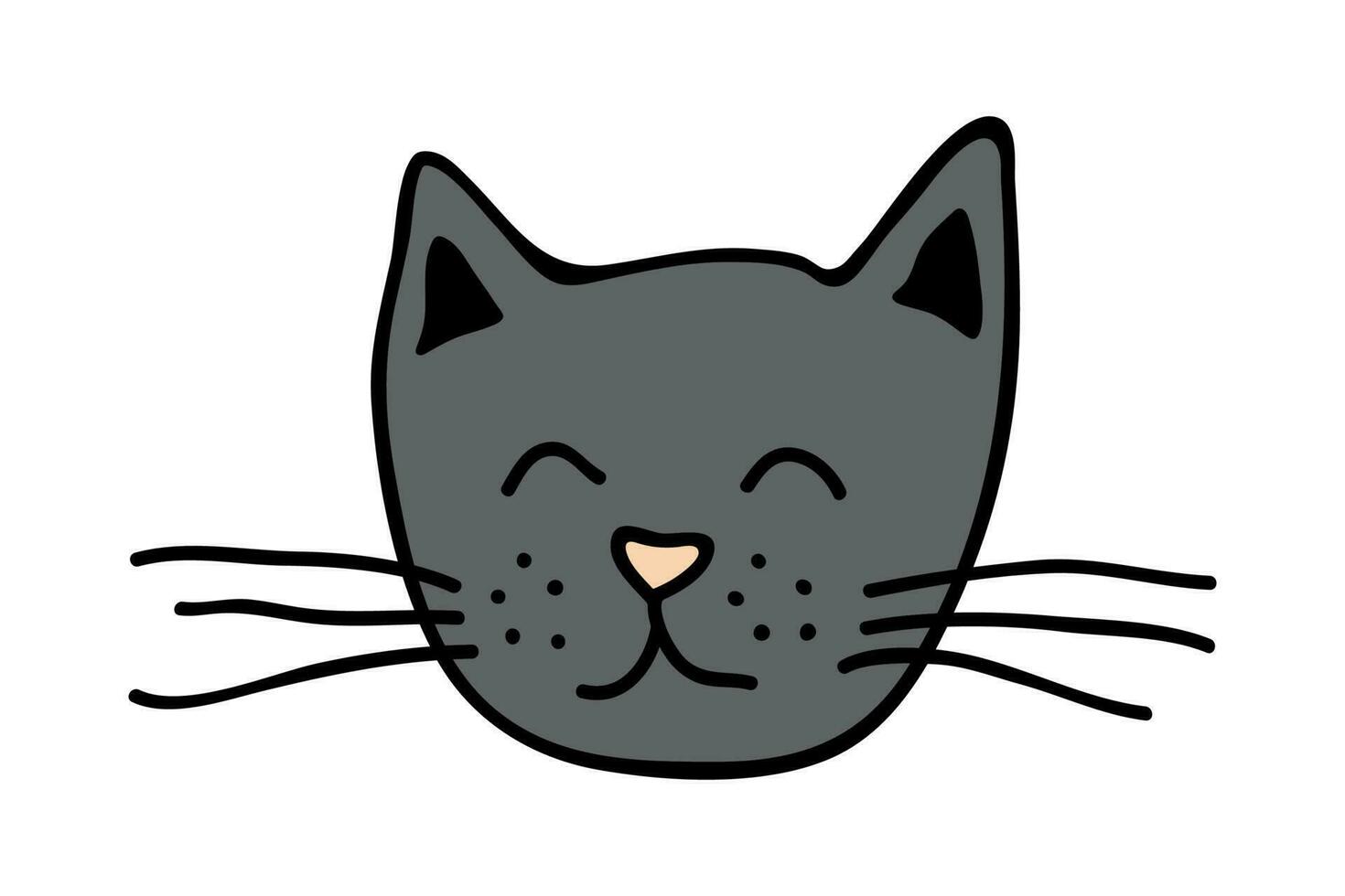 hand dragen katt munkorg ClipArt. söt sällskapsdjur ansikte klotter vektor