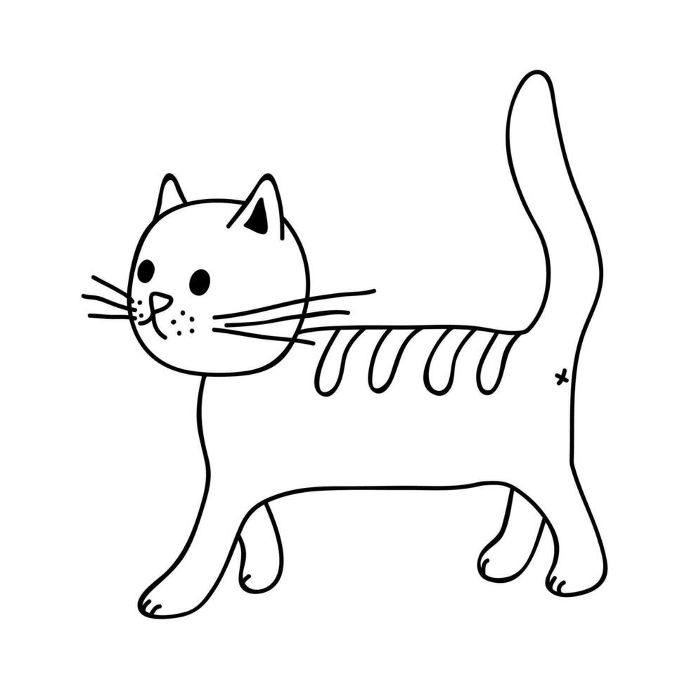 hand dragen katt ClipArt. söt sällskapsdjur klotter vektor