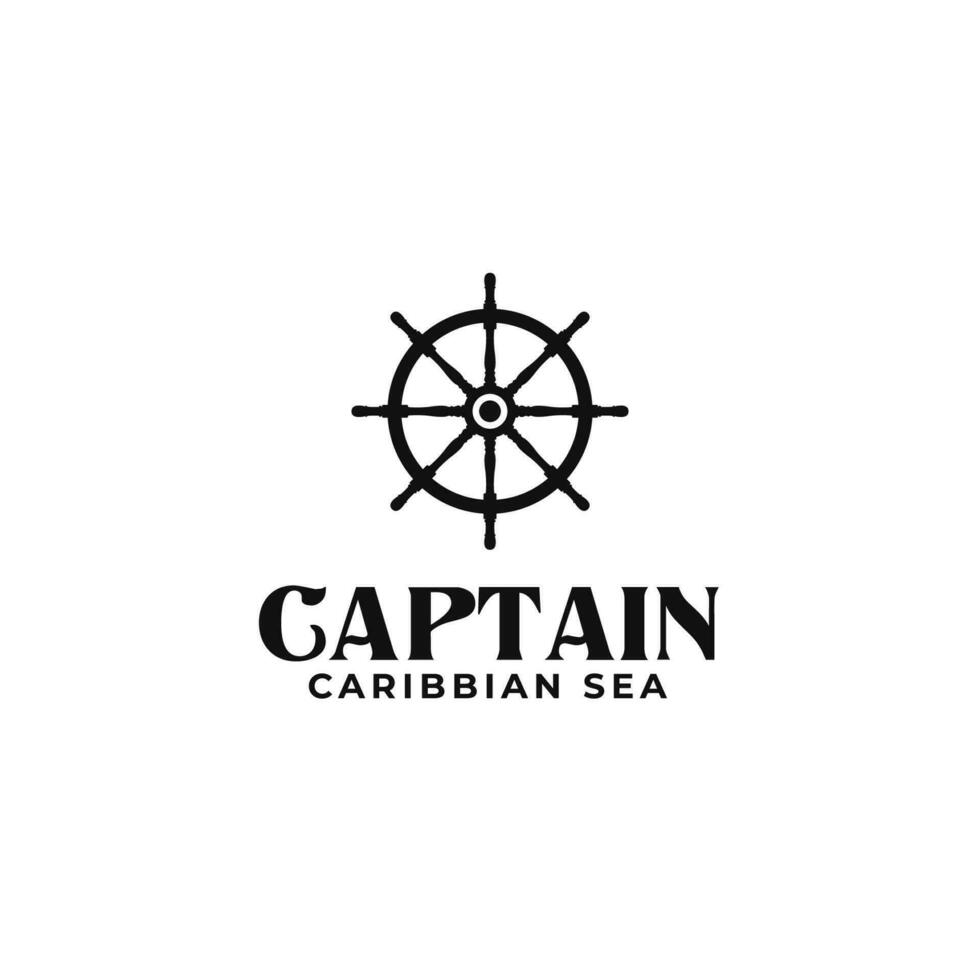 kreativ Lenkung Rad Kapitän Boot Schiff Yacht Kompass Transport Logo Design vektor