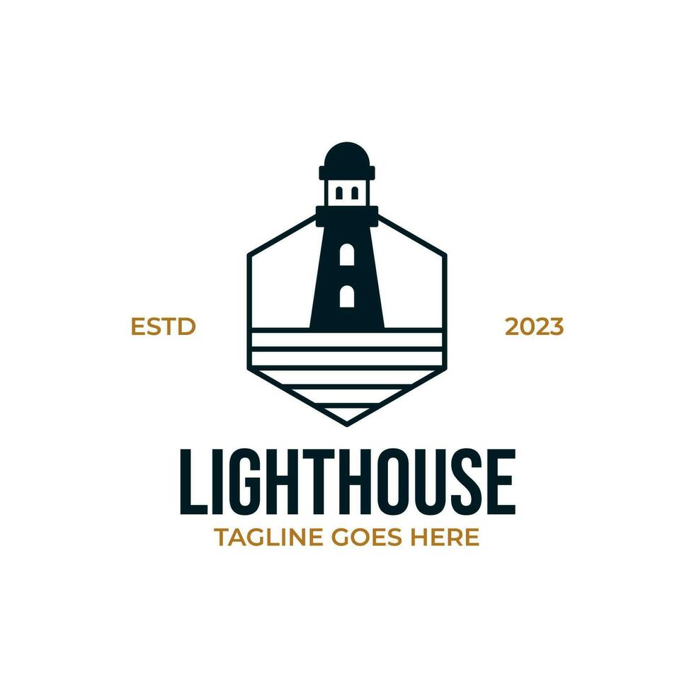 eben Leuchtturm Logo Design Vektor Illustration Idee