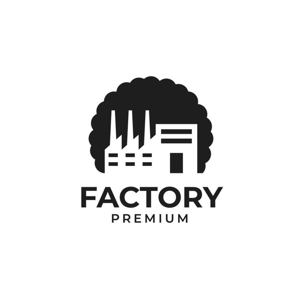 kreativ Fabrik Industrie Rauch Verschmutzung Logo Design Illustration Idee vektor