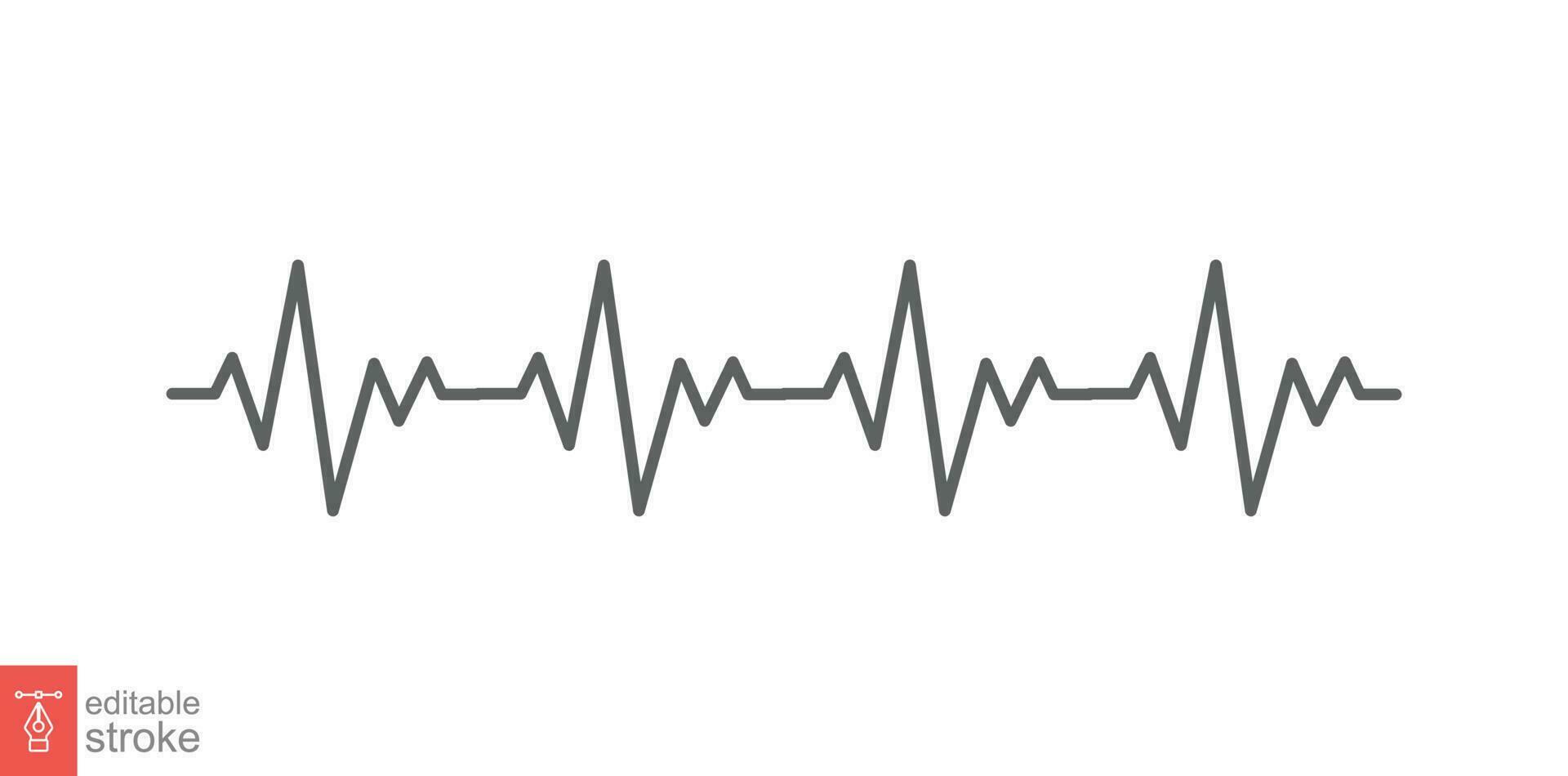 Herz Kardiogramm Symbol. einfach Gliederung Stil. Herzschlag, Impuls, EKG, ekg, Elektrokardiogramm, medizinisch Konzept. dünn Linie Symbol. Vektor Illustration isoliert auf Weiß Hintergrund. editierbar Schlaganfall eps 10.