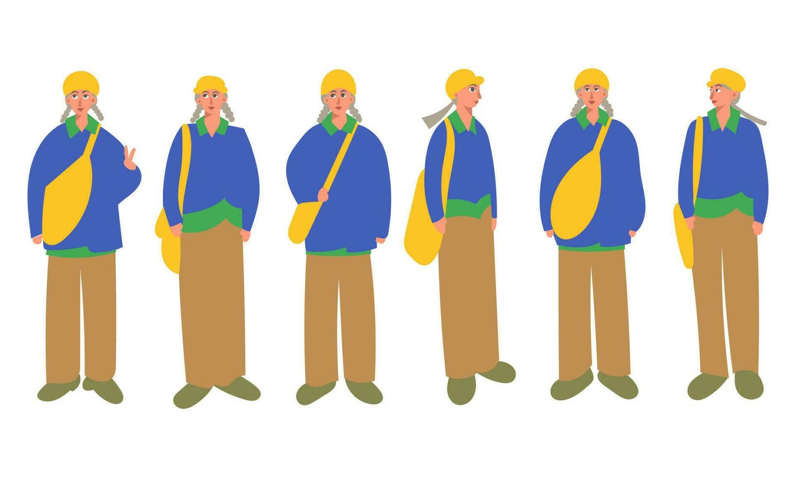 uppsättning av män i olika poserar. vektor illustration i platt stil.