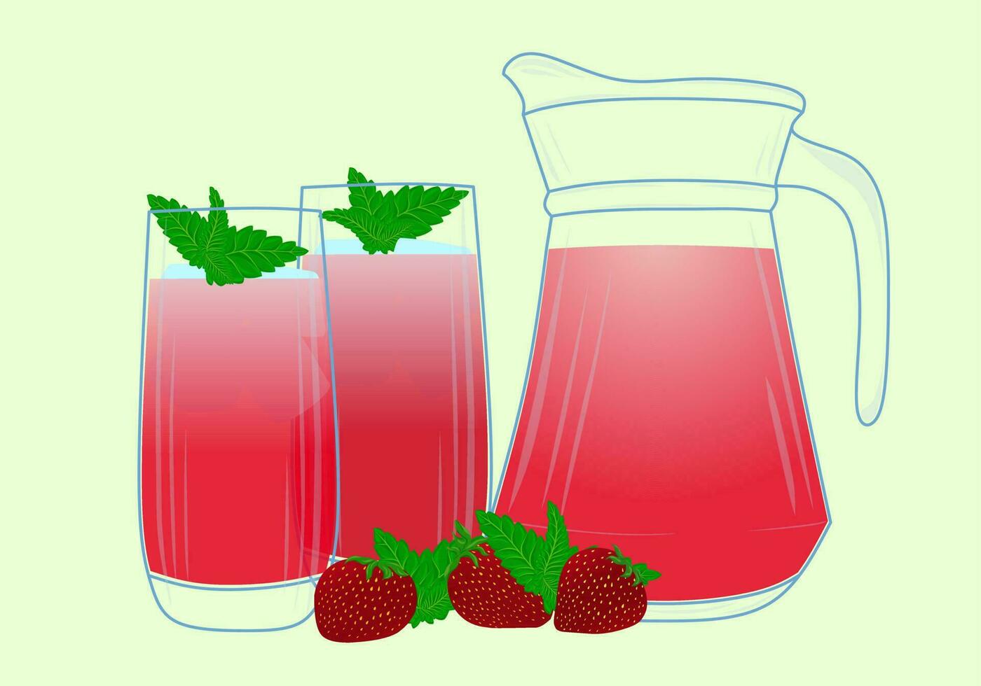 jordgubb kompott i glasögon och kanna. en glas av jordgubb te. jordgubb kompott. vektor illustration isolerat på en vit bakgrund