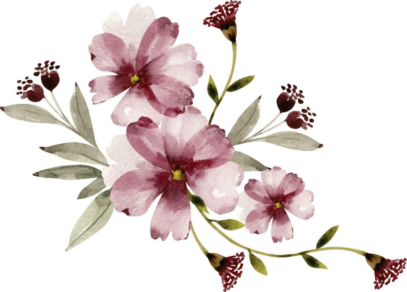 Strauß von zart Blumen, Kranz Aquarell Illustration zum Design. vektor