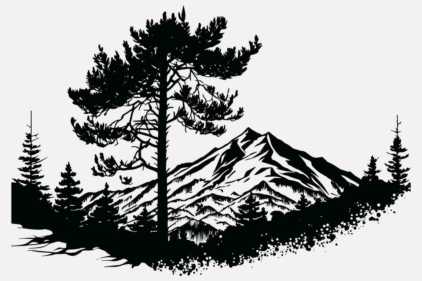 Berg Vektor, Berg Silhouette, sortiert Berg Baum Vektor, Hand gezeichnet Berg Vektor, Berg Symbol Abbildungen vektor