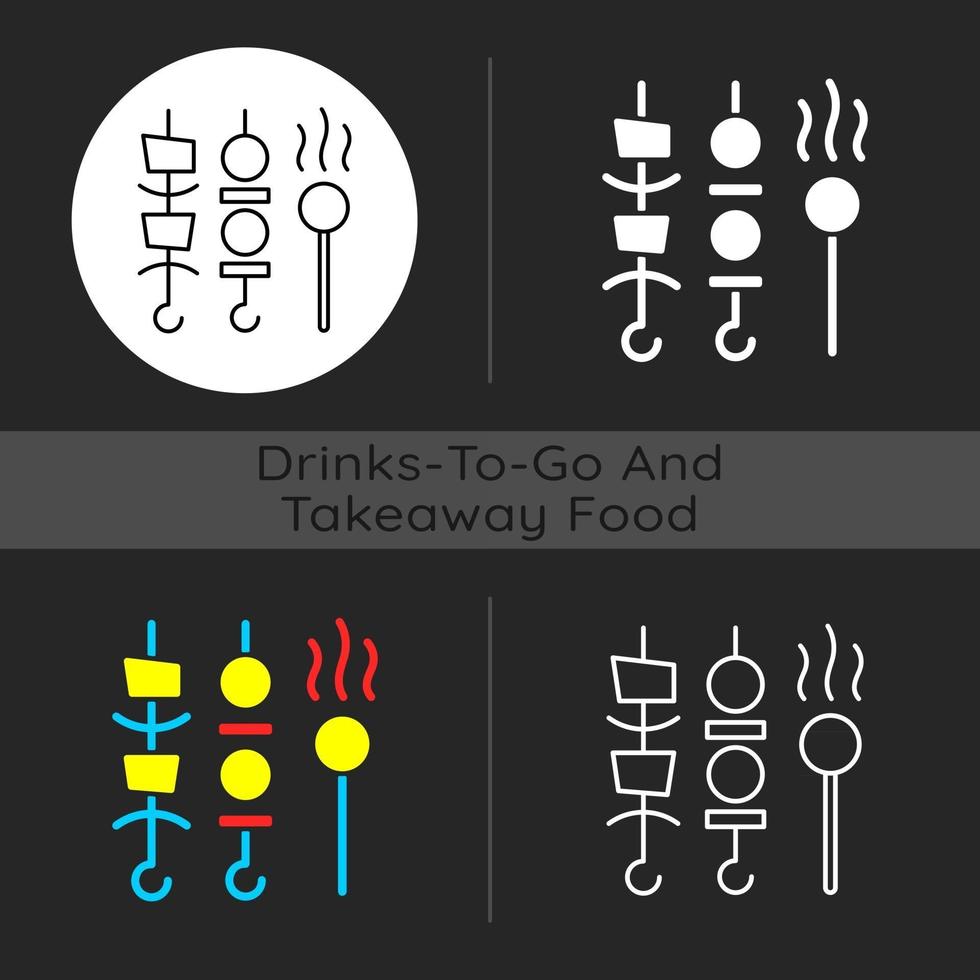 Schaschliks und Fleischpops, um dunkles Themensymbol zu gehen vektor