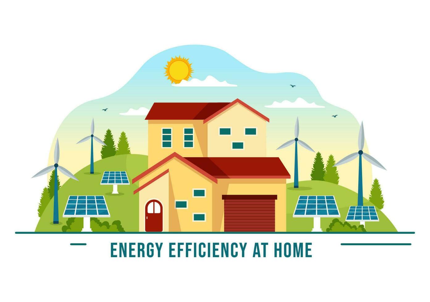 Energie effizient beim Zuhause Vektor Illustration von Clever Haus Technologie System mit zentralisiert Steuerung im eben Karikatur Hand gezeichnet Vorlagen