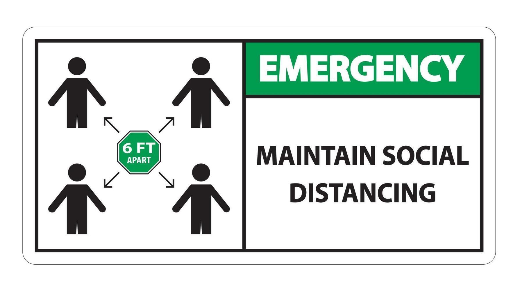 akut upprätthålla social distansering stanna 6ft från varandra tecken vektor