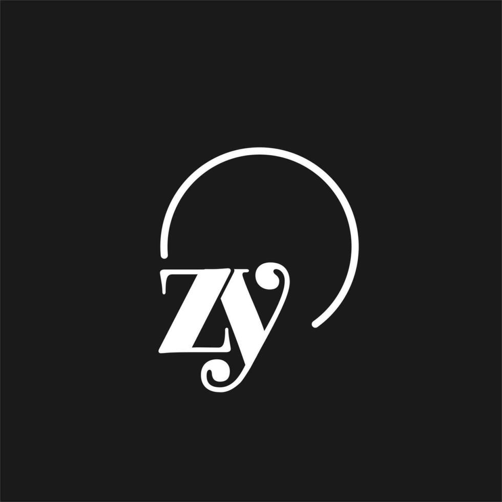 zy logotyp initialer monogram med cirkulär rader, minimalistisk och rena logotyp design, enkel men flott stil vektor
