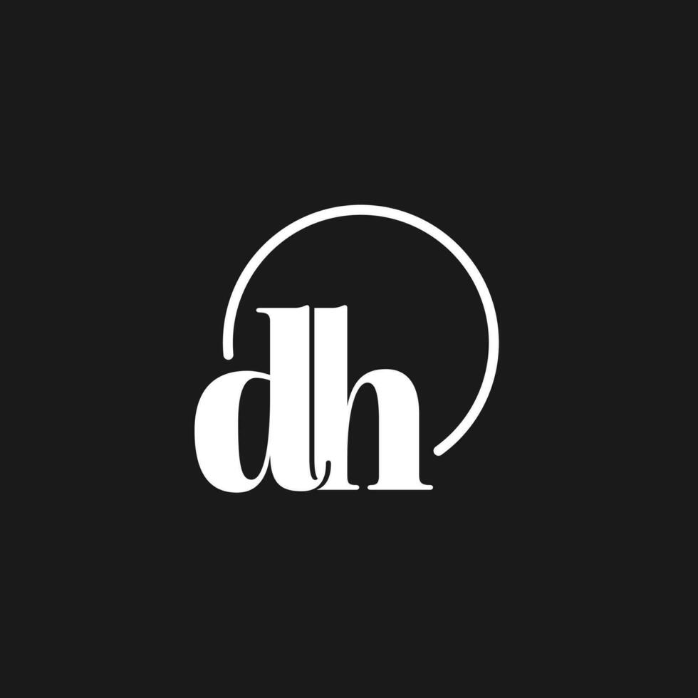 dh Logo Initialen Monogramm mit kreisförmig Linien, minimalistisch und sauber Logo Design, einfach aber nobel Stil vektor