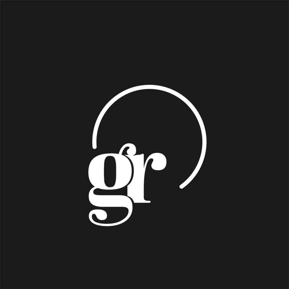 GR Logo Initialen Monogramm mit kreisförmig Linien, minimalistisch und sauber Logo Design, einfach aber nobel Stil vektor