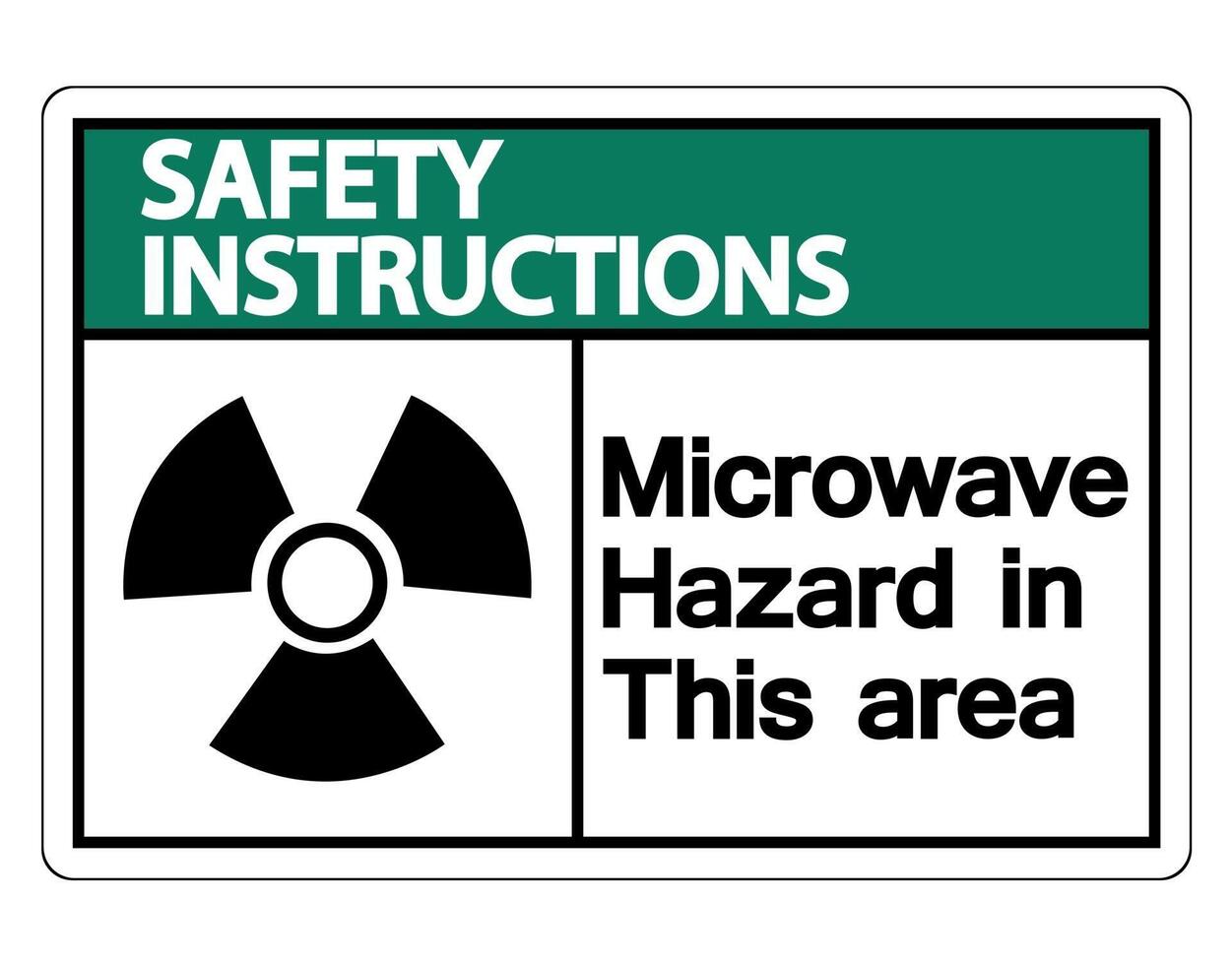 Sicherheitshinweise Mikrowellen-Warnschild auf weißem Hintergrund vektor