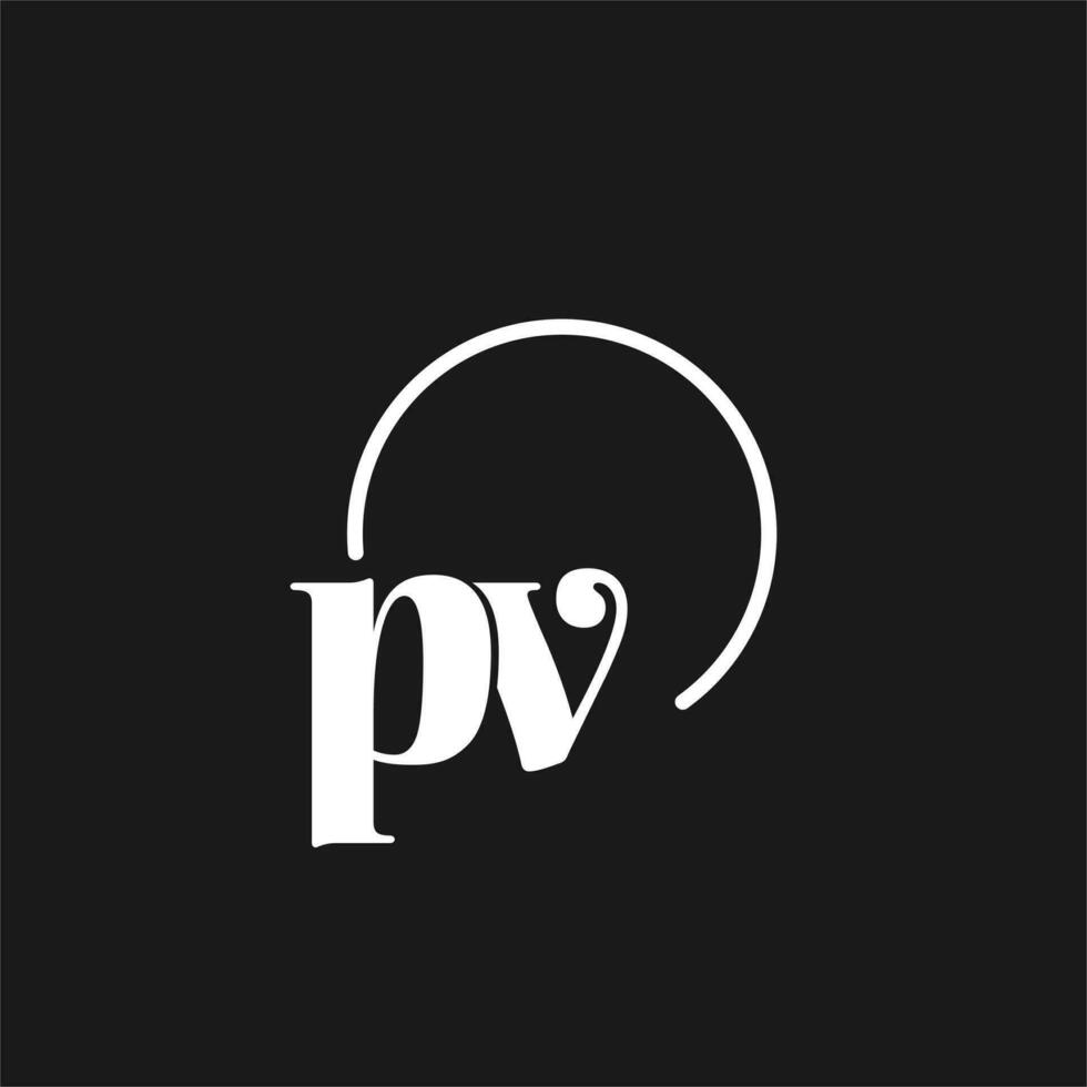 pv logotyp initialer monogram med cirkulär rader, minimalistisk och rena logotyp design, enkel men flott stil vektor