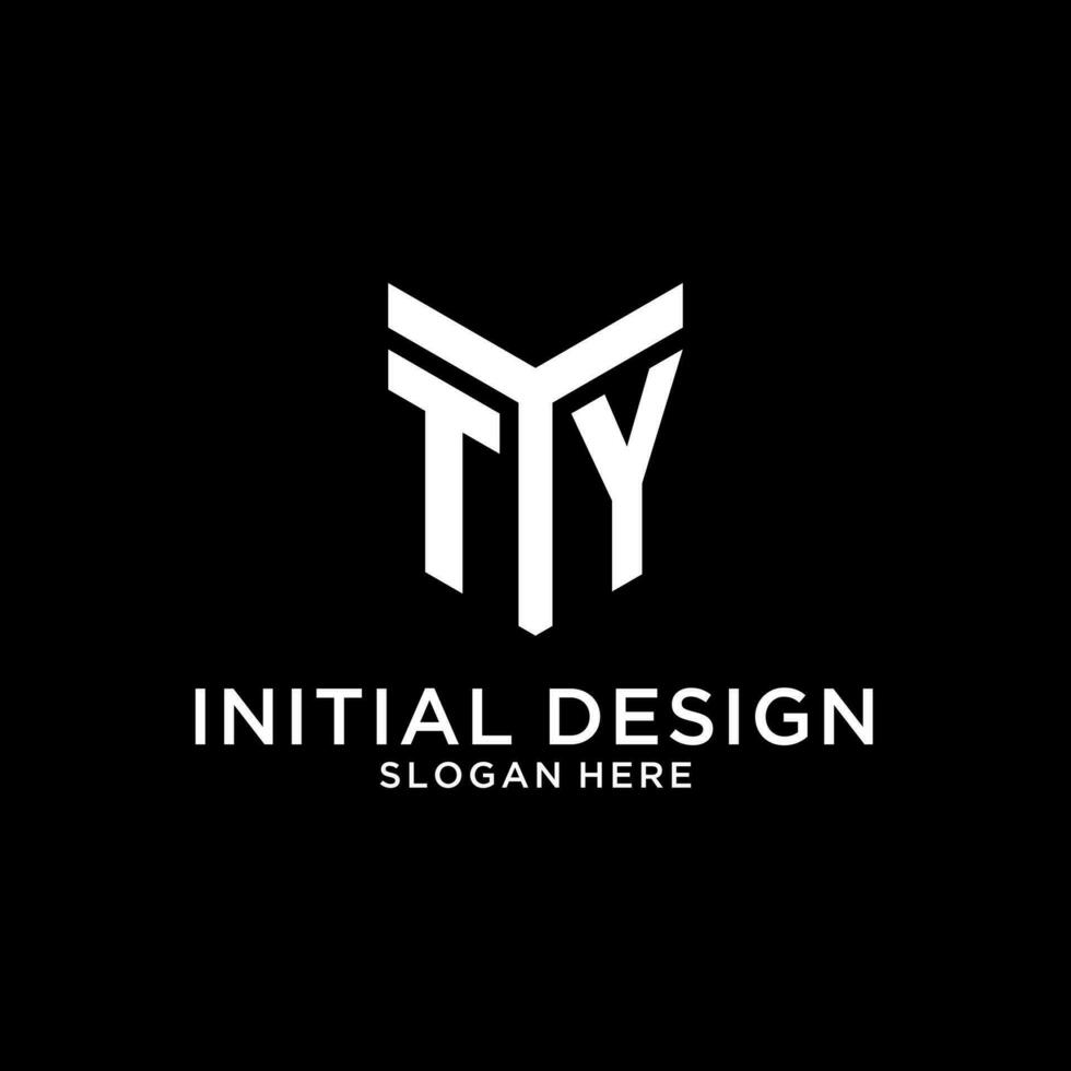 ty Spiegel Initiale Logo, kreativ Fett gedruckt Monogramm Initiale Design Stil vektor