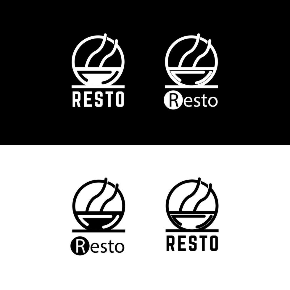 skål med varm rök arom i cirkel form för klassisk Kafé resto restaurang logotyp design vektor