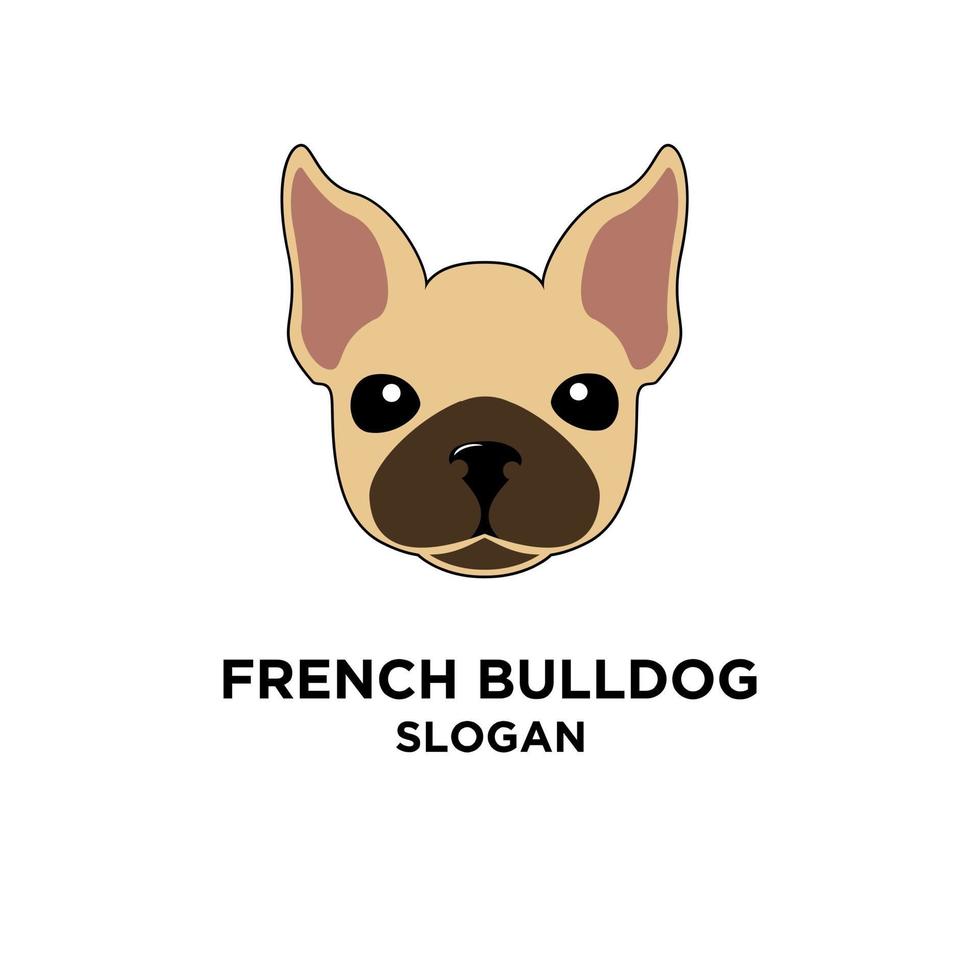 söt fransk bulldog huvud vektor logo ikon mönster mall design