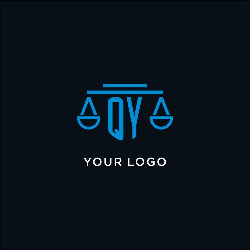 qy Monogramm Initiale Logo mit Waage von Gerechtigkeit Symbol Design Inspiration vektor